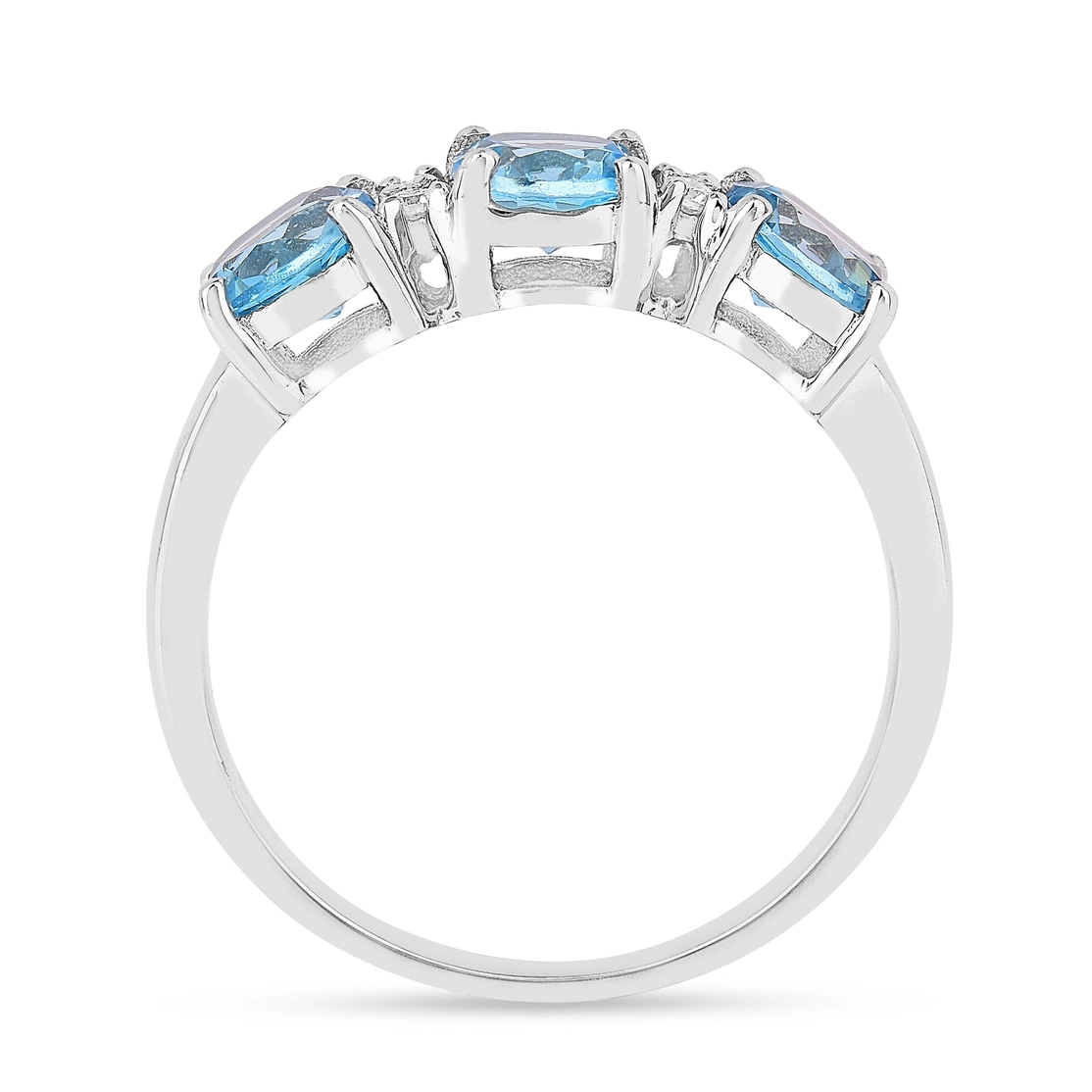 Sterling Silver Natural Blue Topaz Three Stone Ring - Image 4
