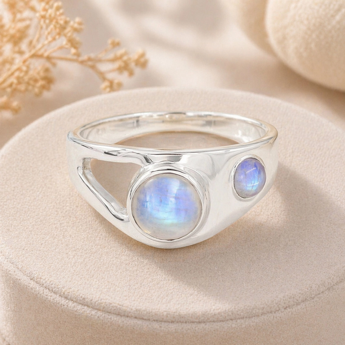 Moonstone Ring 925 Sterling Silver Jewelry
